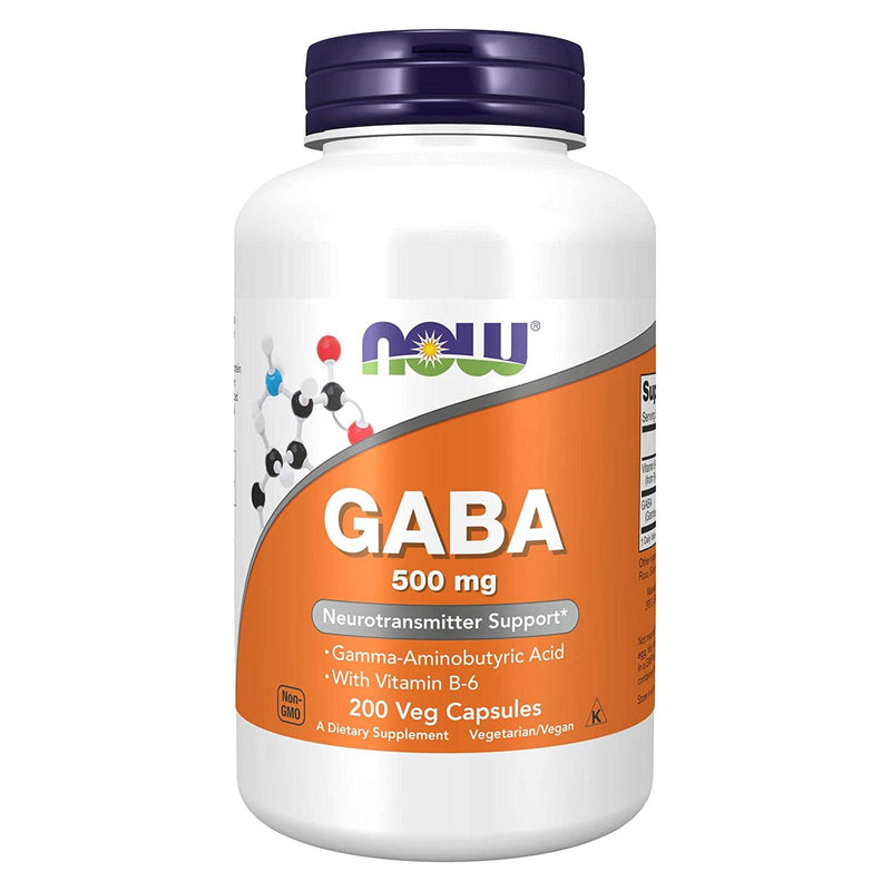 NOWサプリメント、GABA（ガンマアミノ酪酸）500 mg + B-6、天然神経伝達物質*、200野菜カプセル