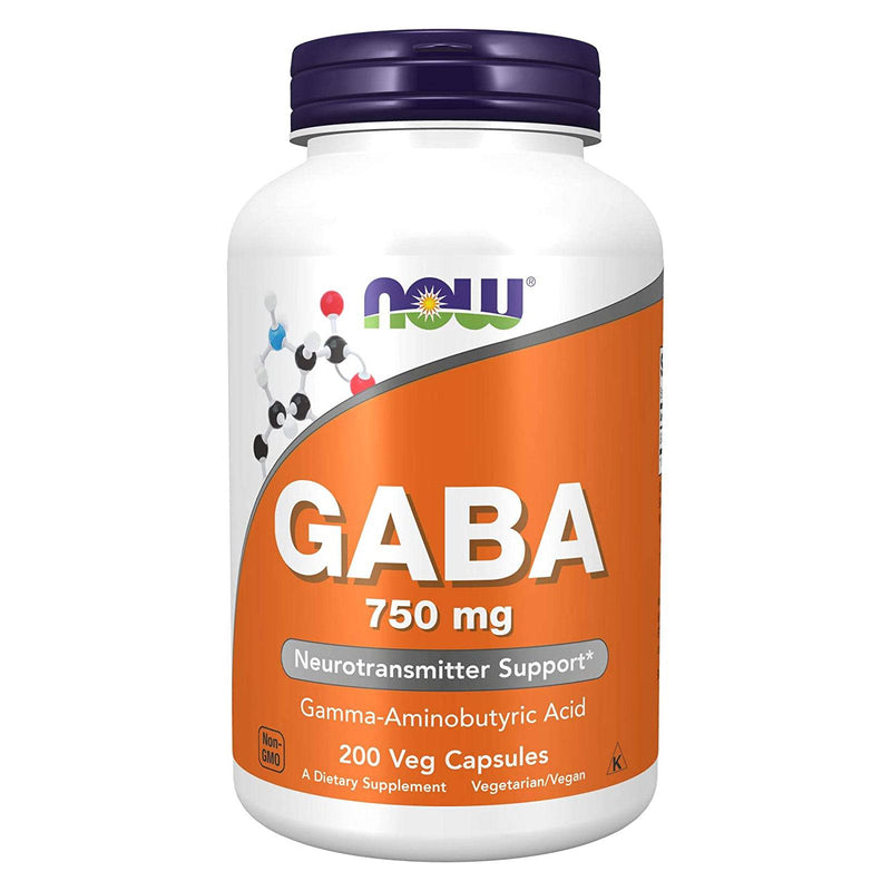 NOW Foods GABA 750 mg 200 Veg Capsules