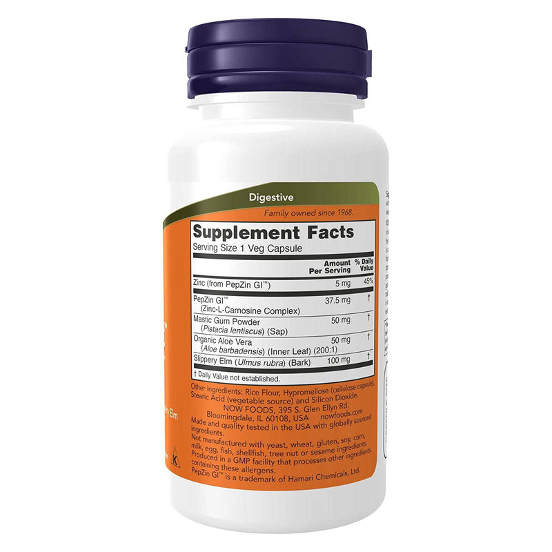 NOW Supplements, Gastro Comfort, 매스틱 검 성분 추가, 알로에 베라 및 Slippery Elm, 60 식물성 캡슐