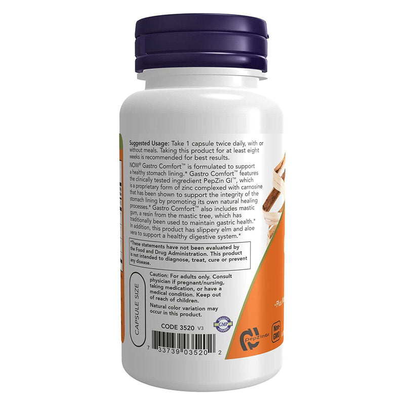 NOW Supplements, Gastro Comfort, 매스틱 검 성분 추가, 알로에 베라 및 Slippery Elm, 60 식물성 캡슐