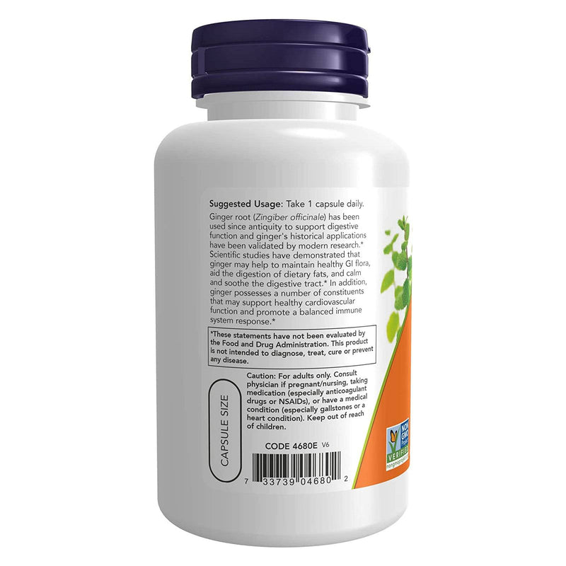 NOW Foods Ginger Root 550 mg 100 Veg Capsules