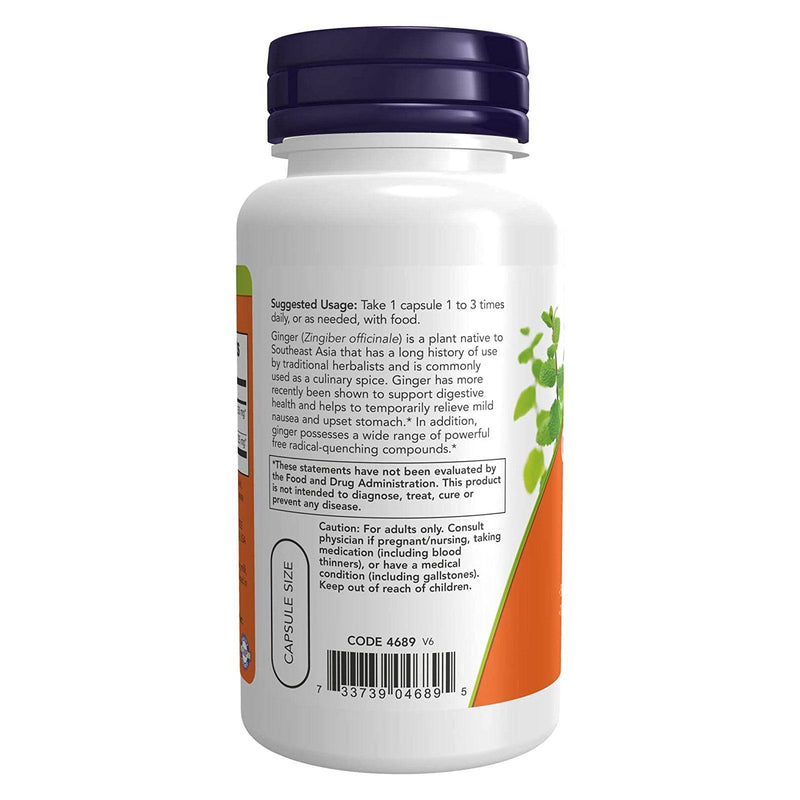 NOW Foods Ginger Root Extract 250 mg 90 Veg Capsules