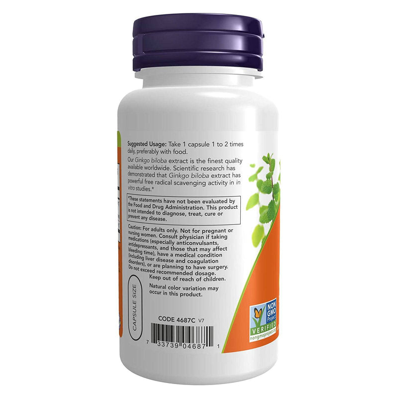 NOW Foods Ginkgo Biloba 60 mg 120 Veg Capsules