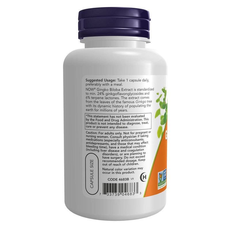 NOW Foods Ginkgo Biloba Double Strength 120 mg 100 Veg Capsules