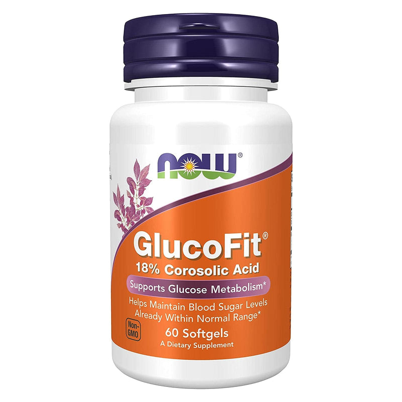 NOW Suplementos, GlucoFit® com 18% de Ácido Corosólico, Suporta o Metabolismo da Glicose*, 60 Cápsulas Cápsulas