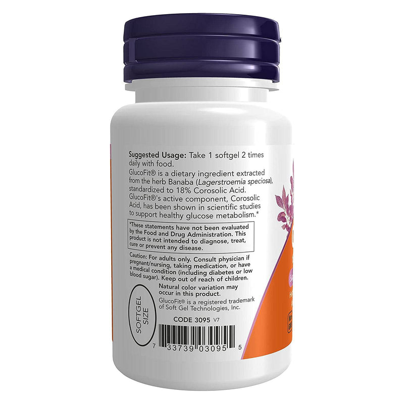 NOW Supplements , 18% 코로솔산 함유 GlucoFit®, 포도당 대사 지원*, 60 소프트겔