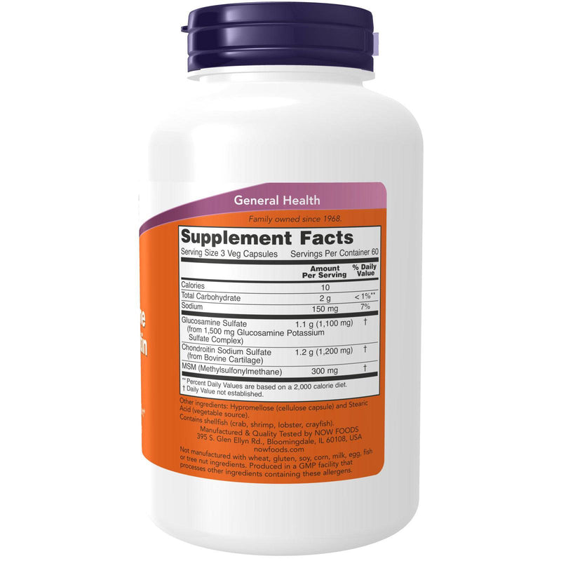 NOW Foods Glucosamine & Chondroitin with MSM 180 Veg Capsules