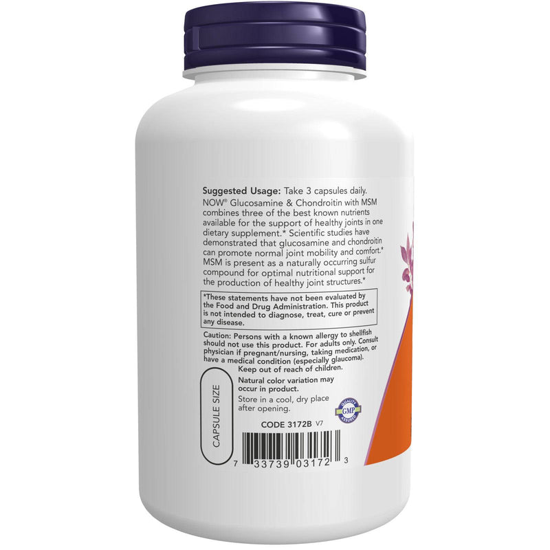 NOW Foods Glucosamine & Chondroitin with MSM 180 Veg Capsules