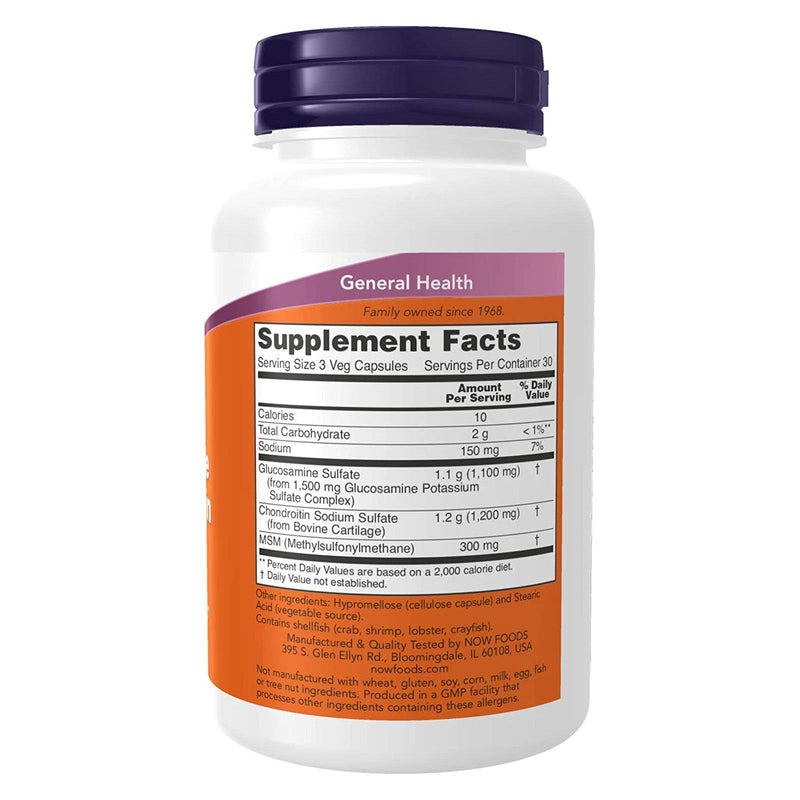 NOW Foods Glucosamine & Chondroitin with MSM 90 Veg Capsules