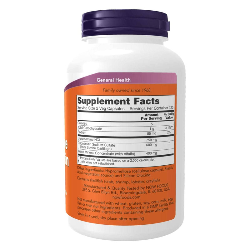 NOW Foods Glucosamine & Chondroitin with Trace Minerals 240 Veg Capsules