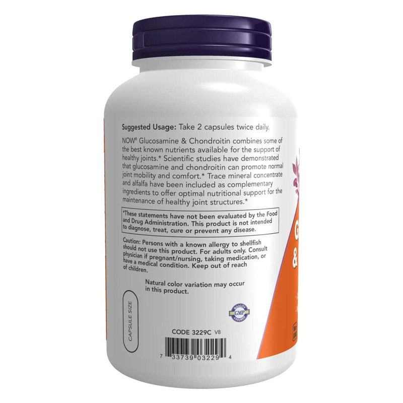 NOW Foods Glucosamine & Chondroitin with Trace Minerals 240 Veg Capsules