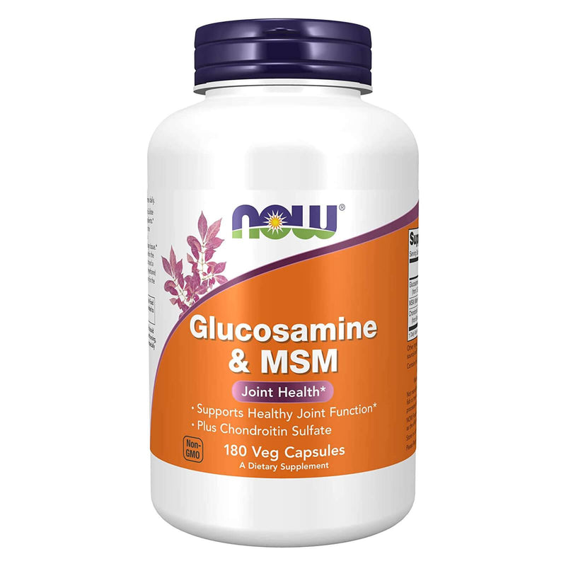 Suplementos NOW, glucosamina y MSM más sulfato de condroitina, salud de las articulaciones*, 180 cápsulas vegetales