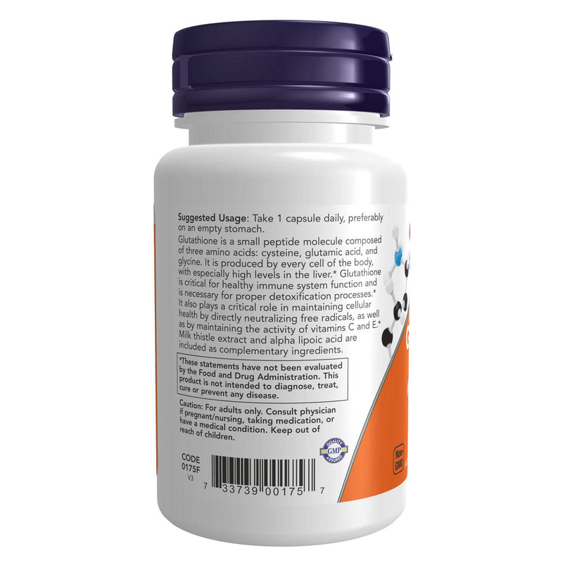 Suplementos NOW, glutatión 500 mg, con extracto de cardo mariano y ácido alfa lipoico, neutralizador de radicales libres*, 30 cápsulas vegetales