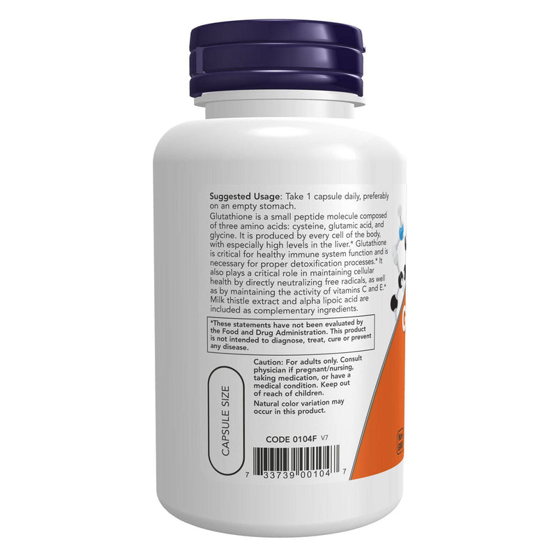 NOW Foods Glutathione 500 mg 60 Veg Capsules