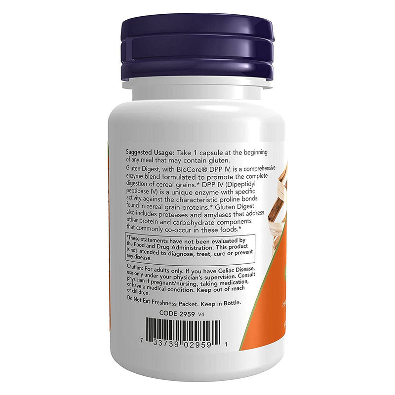 NOW Supplements, BioCore®DPP IV가 포함된 글루텐 다이제스트, 위장 건강 지원*, 60 식물성 캡슐