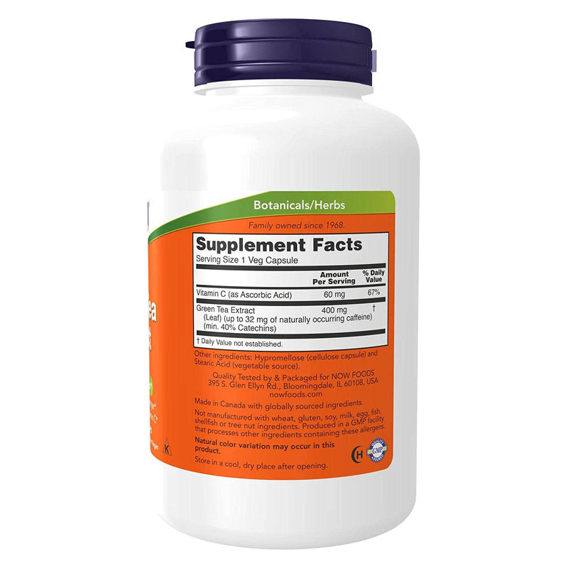 NOW Suplementos, Extrato de Chá Verde 400 mg com Vitamina C, Proteção Celular*, 250 Cápsulas Vegetais