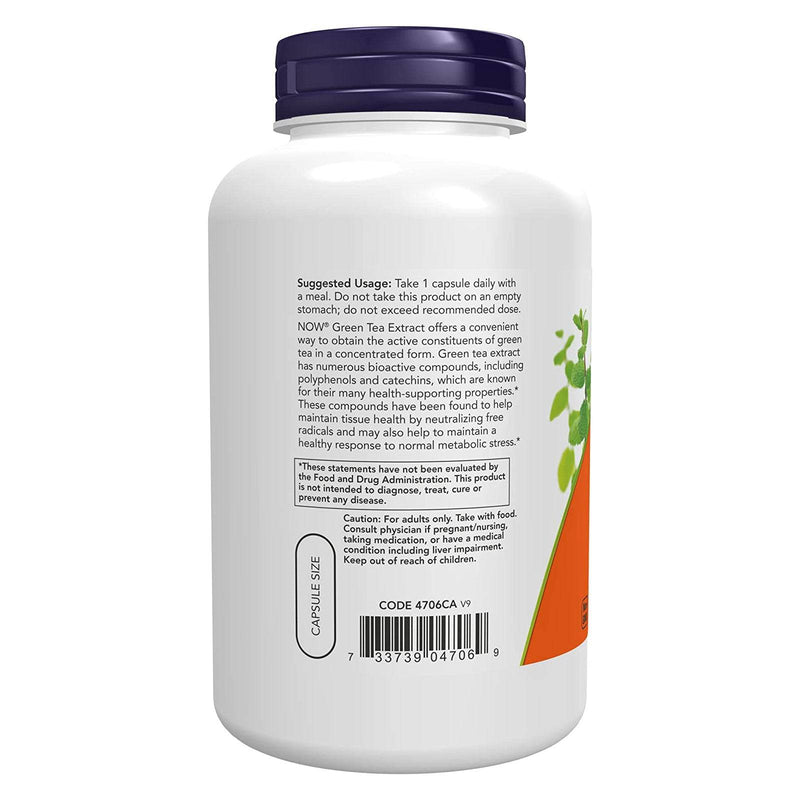 NOW Suplementos, Extrato de Chá Verde 400 mg com Vitamina C, Proteção Celular*, 250 Cápsulas Vegetais