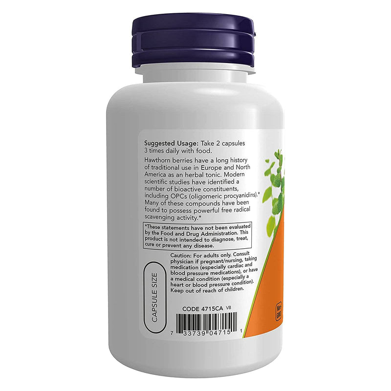 NOW Supplements, Hawthorn Berry 540 mg, 유리기 제거*, 허브 보충제, 100 식물성 캡슐