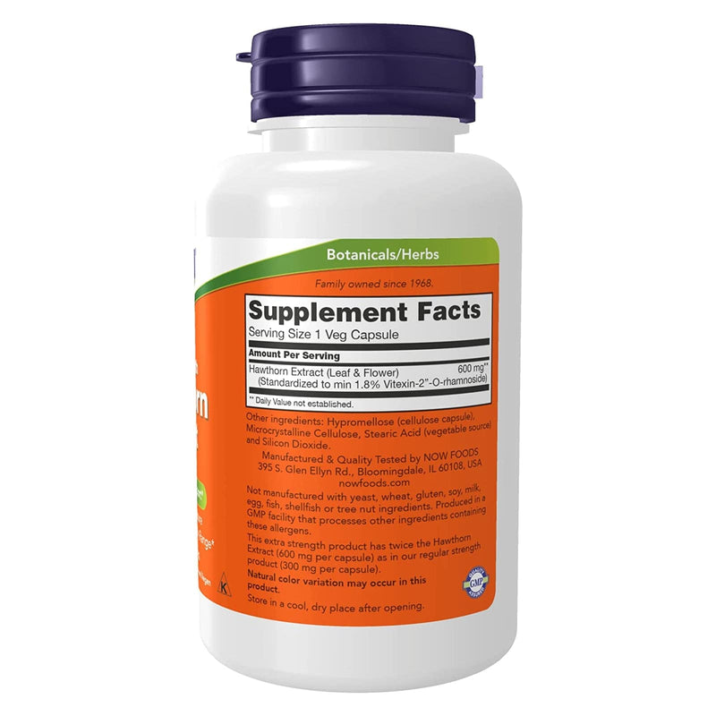 NOW Foods Hawthorn Extract 600 mg Extra Strength 90 Veg Capsules