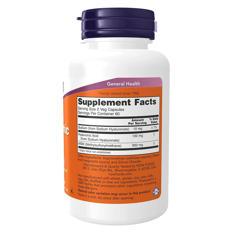 NOW Foods Hyaluronic Acid with MSM 120 Veg Capsules