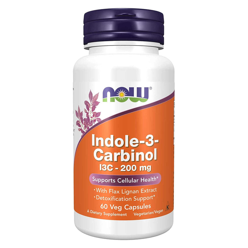 NOW Supplements, Indole-3-Carbinol 200 mg, 아마 리그난 추출물 함유, 60 식물성 캡슐