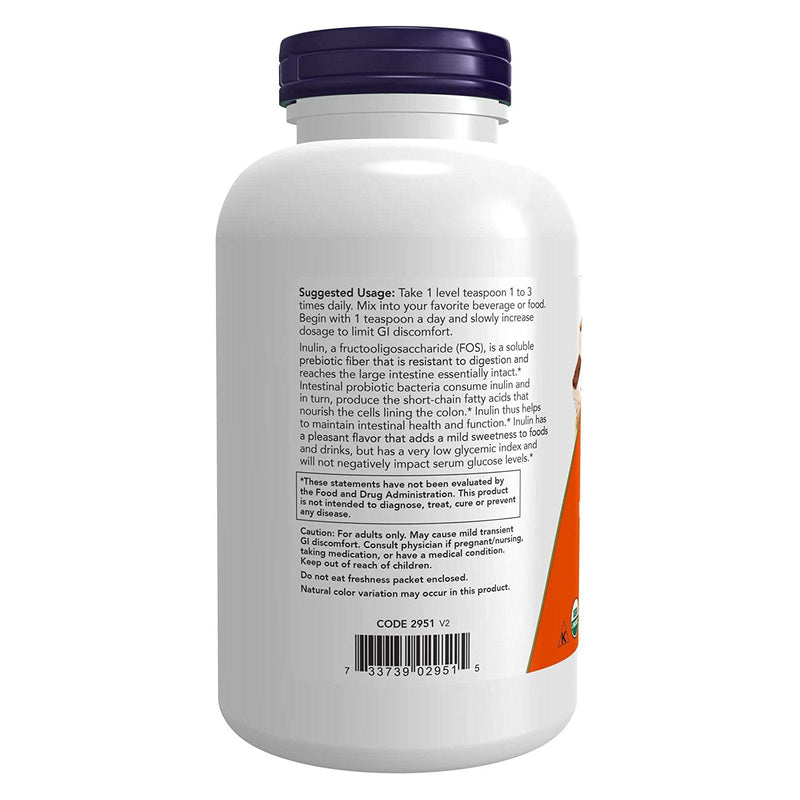 NOW Foods Inulin Prebiotic Pure Powder Organic 1 lb