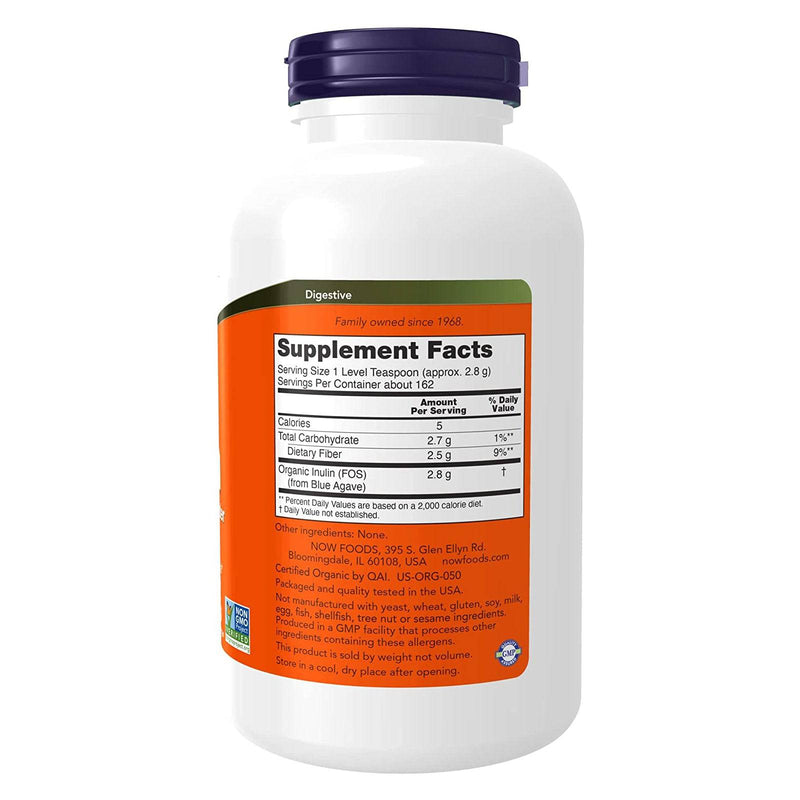 NOW Foods Inulin Prebiotic Pure Powder Organic 1 lb