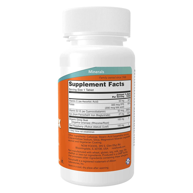 Suplementos NOW, complejo de hierro, sin estreñimiento*, mineral esencial, 100 tabletas