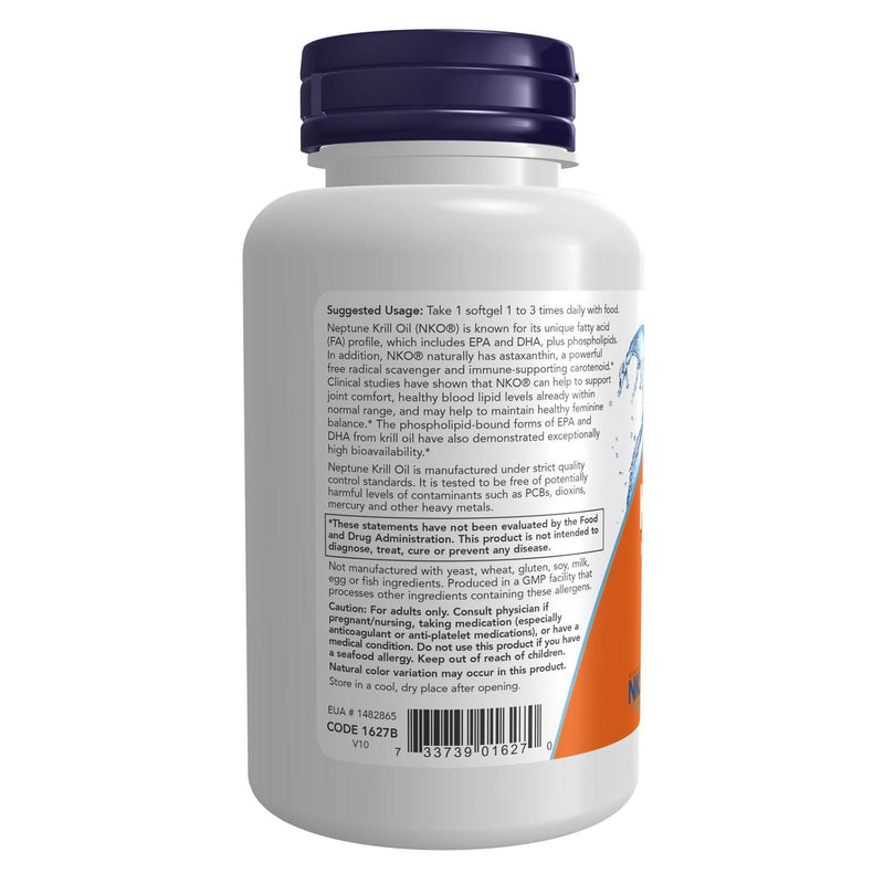 NOW Foods Krill Oil Double Strength 1000 mg 60 Softgels