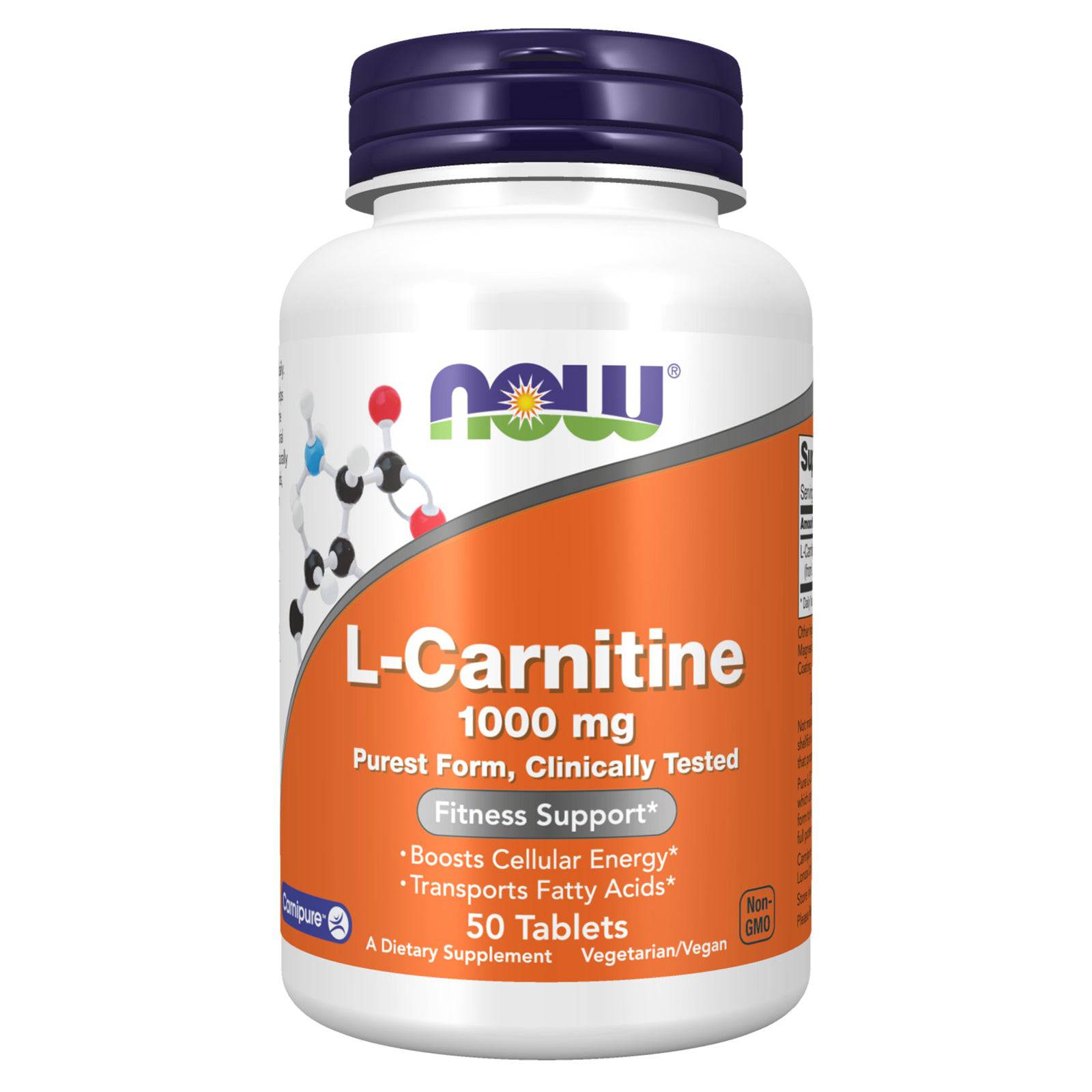 NOW Foods, L-carnitina, 1000 mg, 50 comprimidos