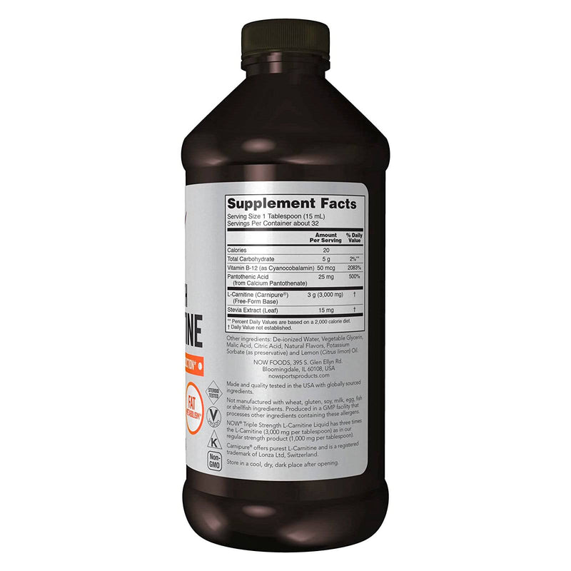 NOW Foods L-Carnitine Triple Strength Liquid 16 fl oz NOW Foods L-Carnitine Triple Strength Liquid 16 fl oz