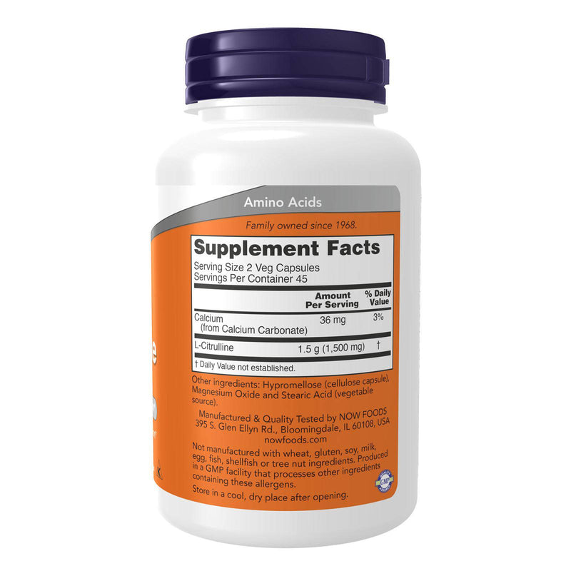 NOW Foods L-Citrulline 750 mg 90 Veg Capsules