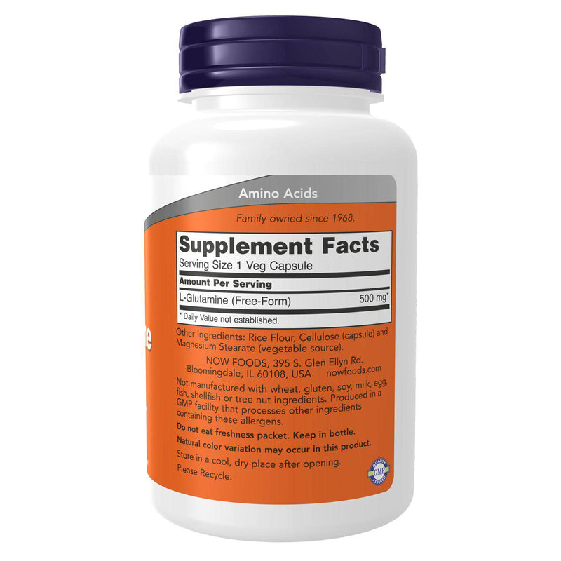 NOW Foods L-Glutamine 500 mg 120 Veg Capsules | DailyVita NOW Foods L-Glutamine 500 mg 120 Veg Capsules | DailyVita