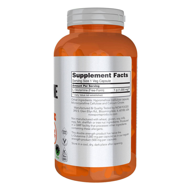 NOW Foods L-Glutamine Double Strength 1000 mg 240 Veg Capsules