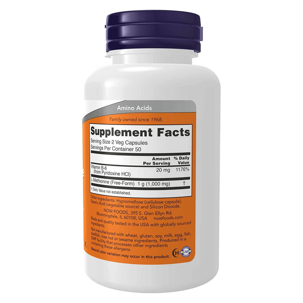 NOW Foods L-Methionine 500 mg 100 Capsules - DailyVita