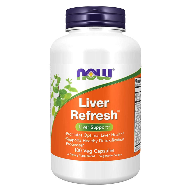 NOW Supplements, Liver Refresh™ con extracto de cardo mariano y una mezcla única de hierbas y enzimas, 180 cápsulas vegetales