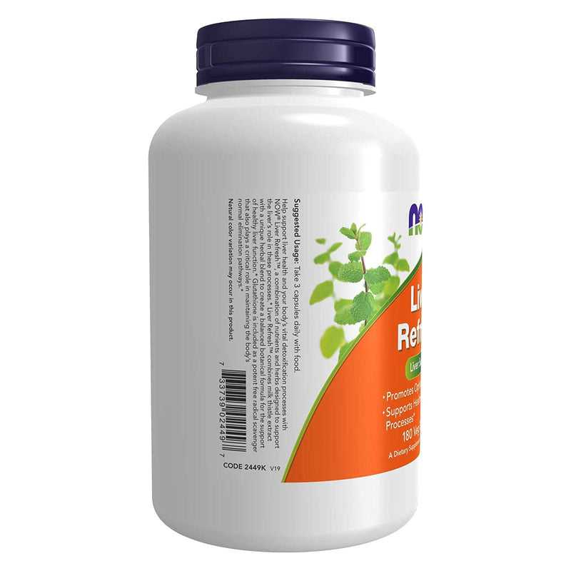 NOW Supplements, Liver Refresh™ con extracto de cardo mariano y una mezcla única de hierbas y enzimas, 180 cápsulas vegetales