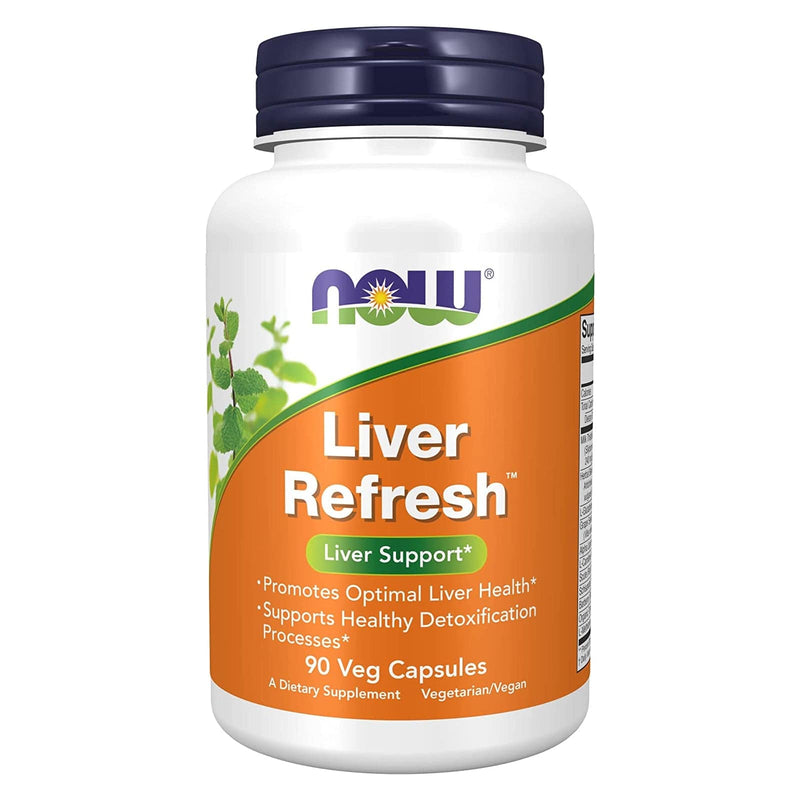 Suplementos NOW, Liver Refresh™ com extrato de cardo mariano e mistura única de ervas e enzimas, 90 cápsulas vegetais