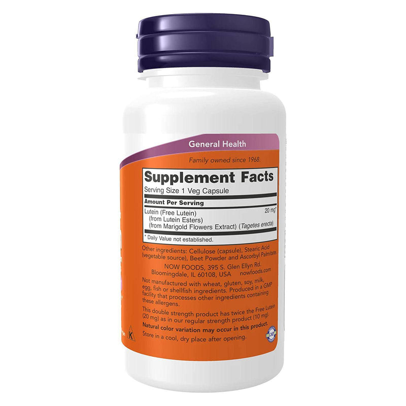 NOW Foods Lutein Double Strength 20 mg 90 Veg Capsules