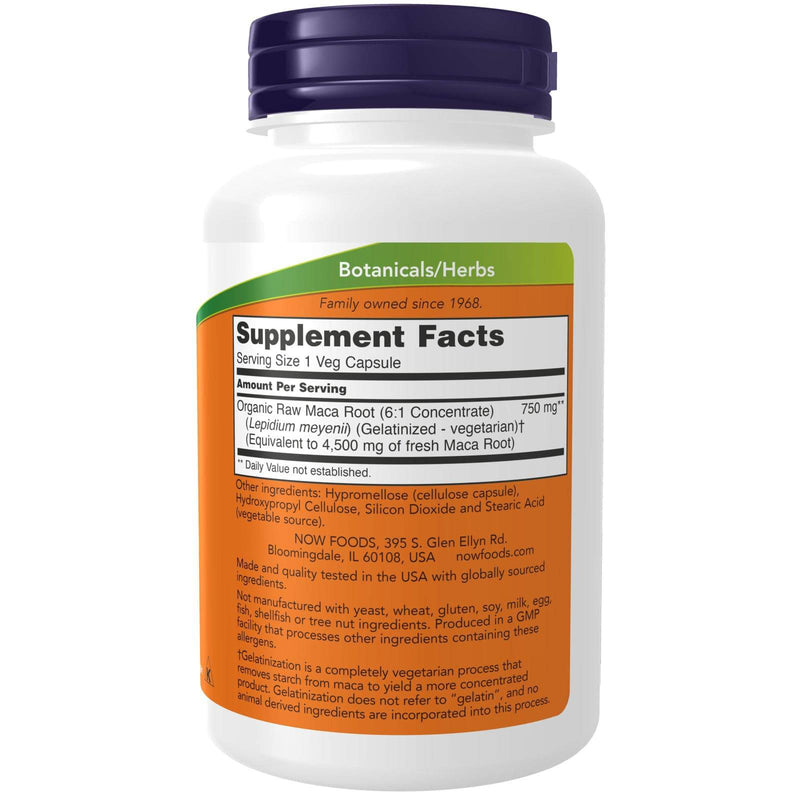 NOW Foods Maca 750 mg Raw 90 Veg Capsules