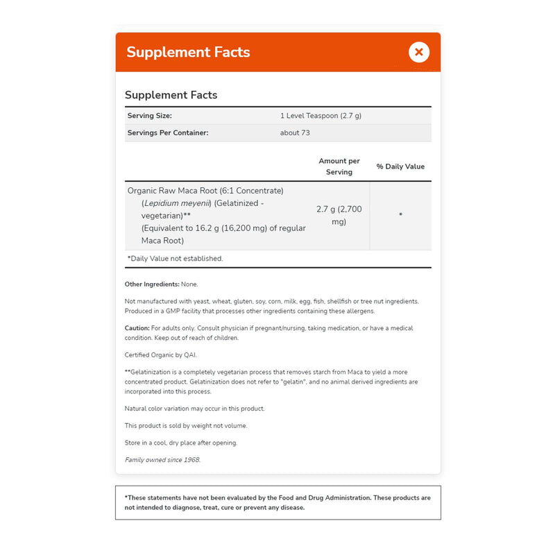 NOW Supplements, 유기농 마카(Lepidium meyenii) Pure Powder, 6:1 농축액, 생식기 건강*, 7 oz   