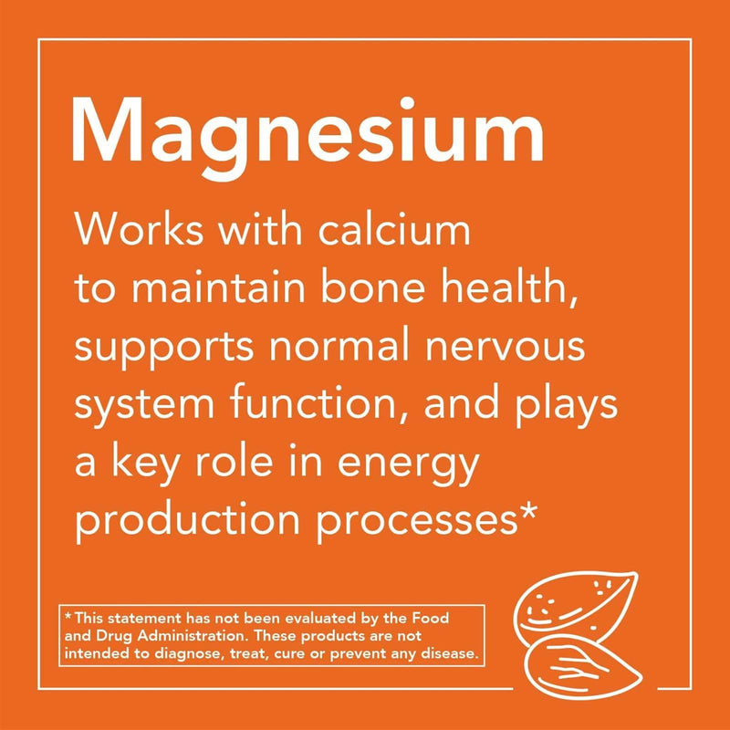 Suplementos NOW, magnesio 400 mg, función enzimática*, apoyo al sistema nervioso*, 180 cápsulas vegetales