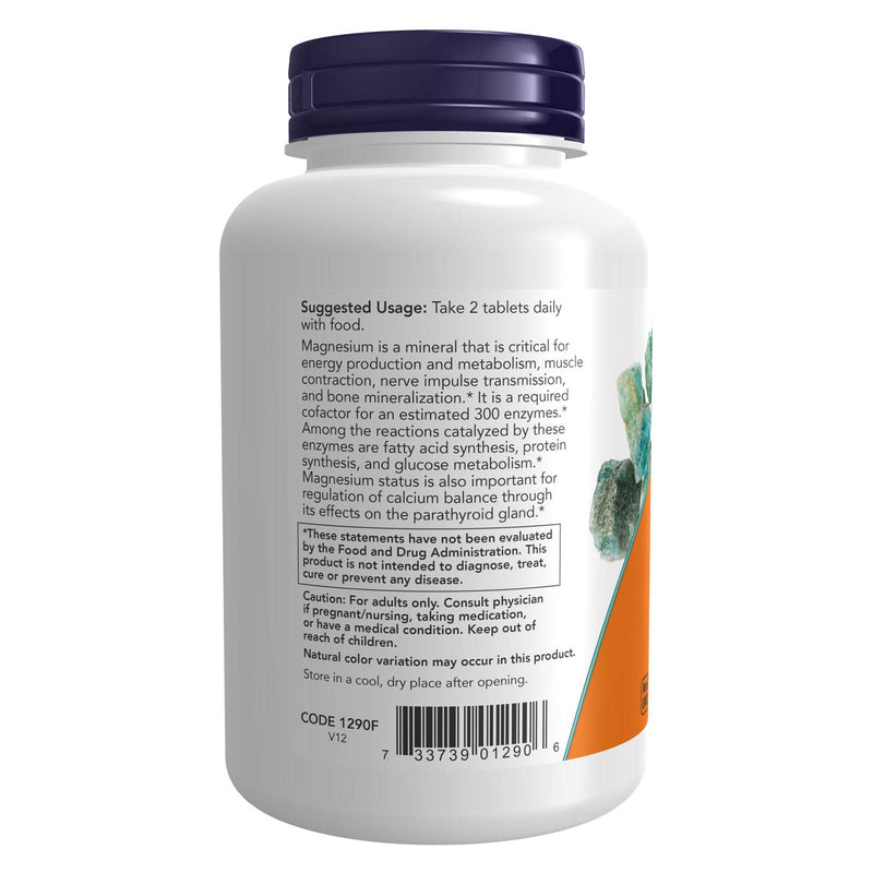 NOW Suplementos, Citrato de Magnésio 200 mg, Função Enzimática*, Suporte ao Sistema Nervoso*, 100 Comprimidos