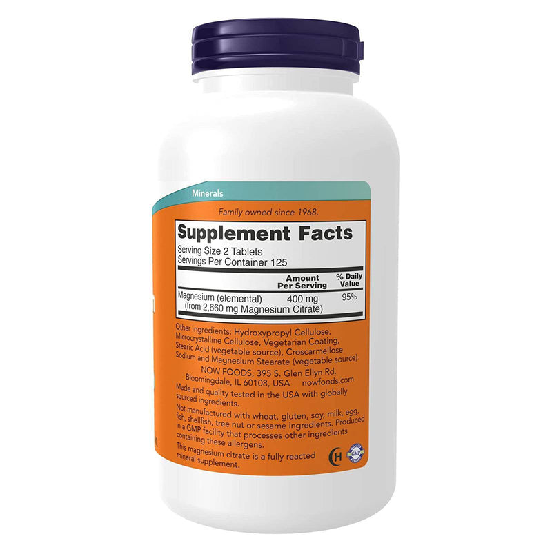 NOW Foods Magnesium Citrate 200 mg 250 Tablets