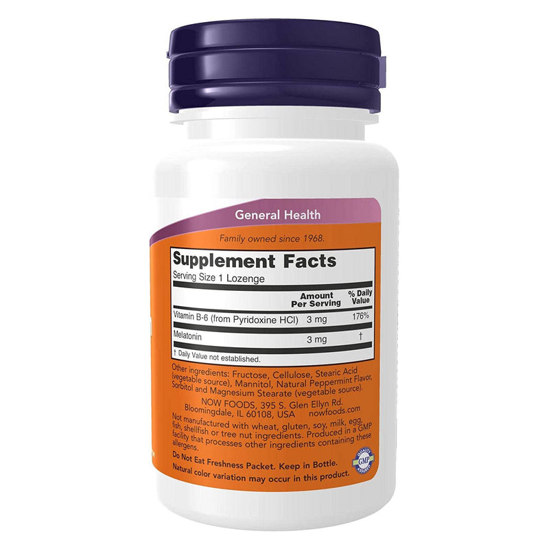 NOW Foods Melatonin 3 mg Chewable 180 Lozenges