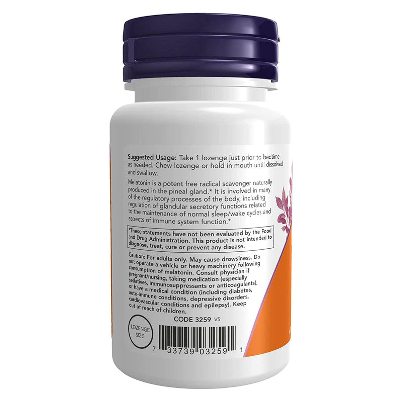 NOW Supplements, 멜라토닌 3 mg, 유리기 제거*, 건강한 수면 주기*, 씹을 수 있는 캔디형태 180개