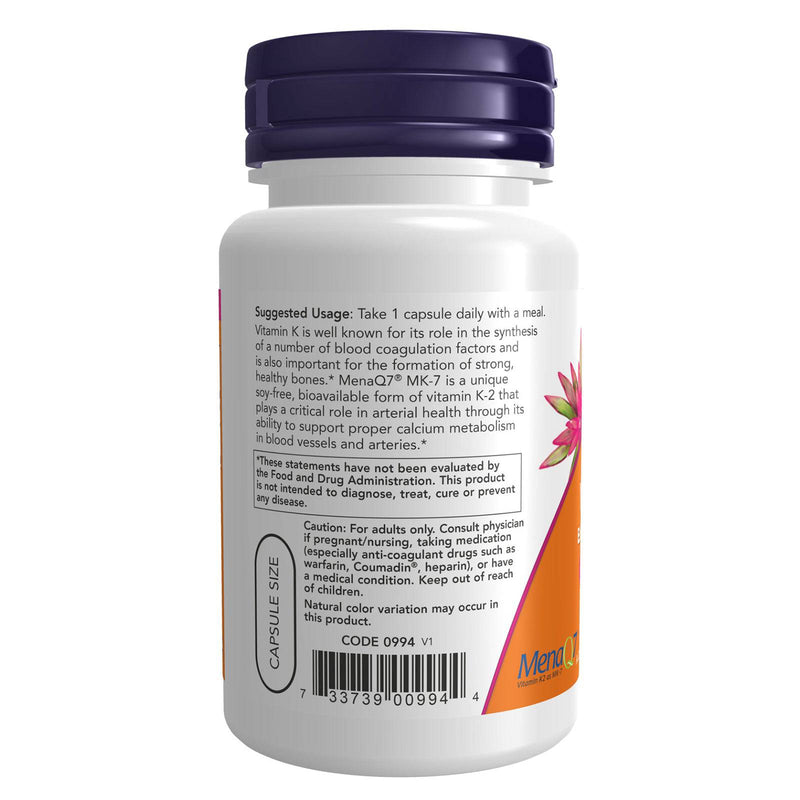 NOW Foods MK-7 Vitamin K-2 Extra Strength 300 mcg 60 Veg Capsules