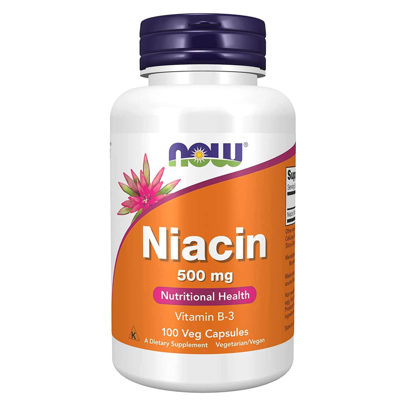 NOW Suplementos, Niacina (Vitamina B-3) 500 mg, Vitamina Essencial do Grupo B*, Saúde Nutricional, 100 Cápsulas