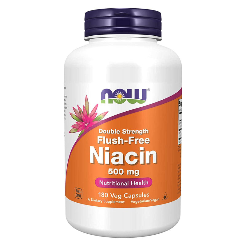 NOW Foods Niacin 500 mg Double Strength Flush-Free 180 Veg Capsules