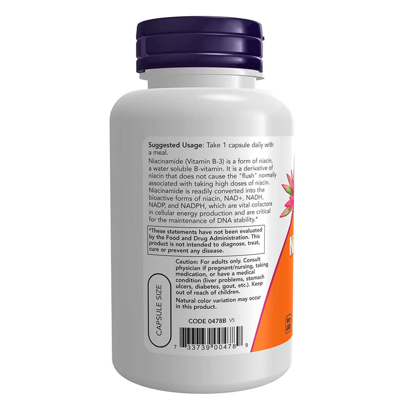 NOW Foods Niacinamide (B-3) 500 mg 100 Veg Capsules